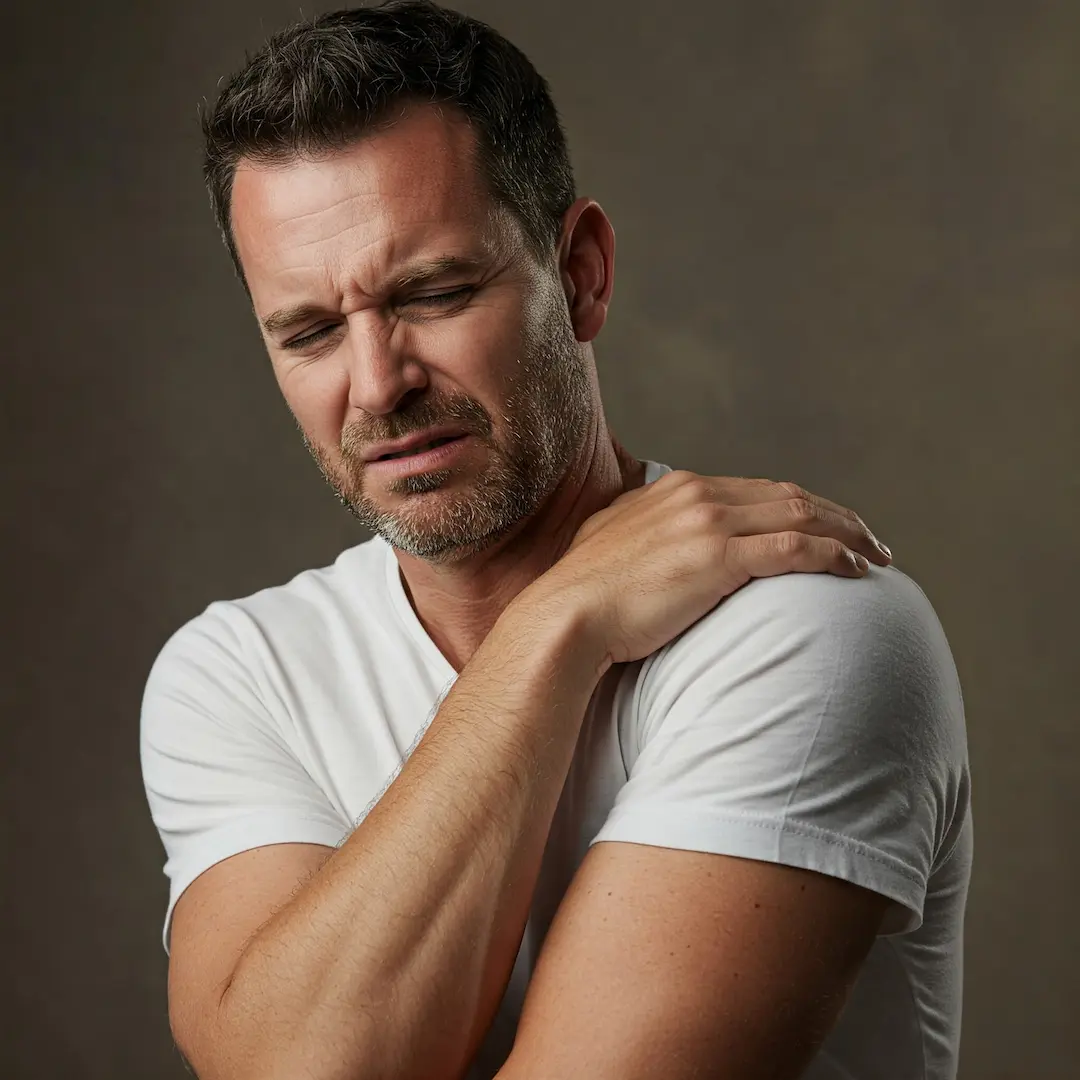 A man suffering from shoulder pain